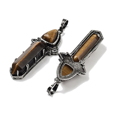 Natural Tiger Eye Sword Big Pendants G-Q163-08AS-08-1