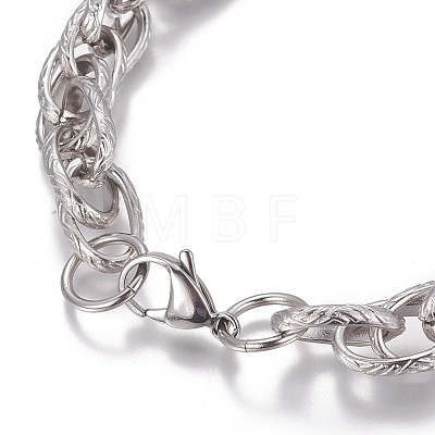 304 Stainless Steel Rope Chain Bracelets BJEW-I274-09S-1