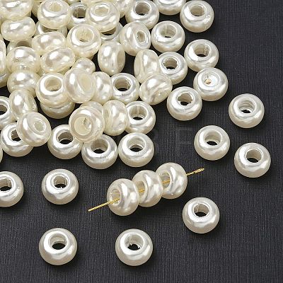 ABS Plastic Imitation Pearl Rondelle Large Hole European Beads X-MACR-S256-A41-1
