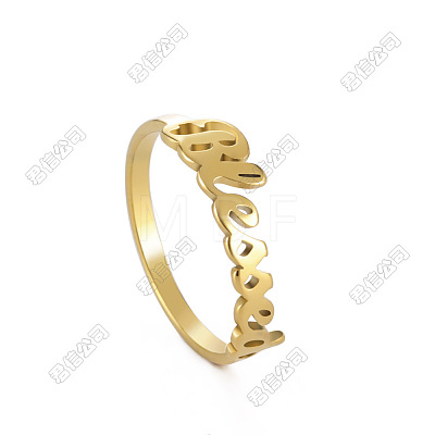 Word Blessed Stainless Steel Finger Rings for Women WG5CA7C-06-1