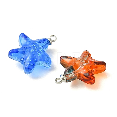 Gradient Color Baking Paint Transparent Glass Pendants PALLOY-JF05408-1