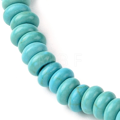 Synthetic Turquoise Flat Round Beaded Stretch Bracelets for Women BJEW-JB09717-07-1