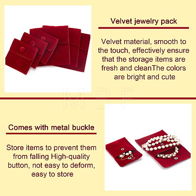 8Pcs 2 Style Square Velvet Jewelry Bags TP-FH0001-01B-1