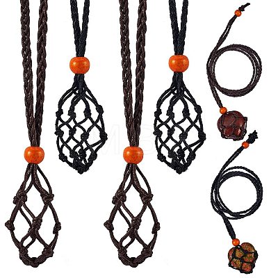 6Pcs 2 Colors Adjustable Braided Waxed Cord Macrame Pouch Necklace Making NJEW-SZ0001-49-1