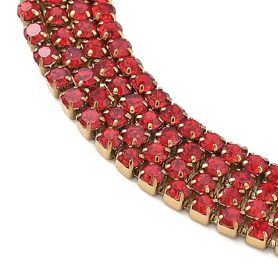 304 Stainless Steel Rhinestone Cup Chain Multi-strand Bracelets for Women BJEW-P376-01G-02A-1