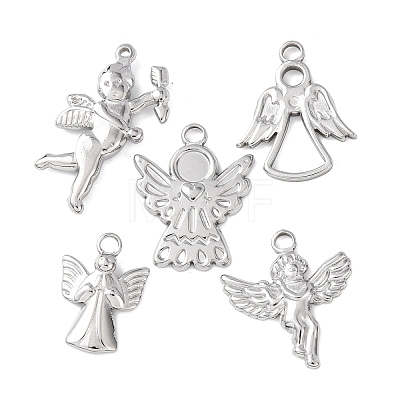 5Pcs 304 Stainless Steel Pendants STAS-P432-08P-1
