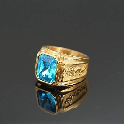 304 Stainless Steel with Cubic Zirconia Dragon Pattern Finger Rings for Men FS-WGD623F-39-1