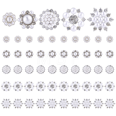 70Pcs 5 Styles Alloy Rhinestone Shank Buttons BUTT-FG0001-67-1
