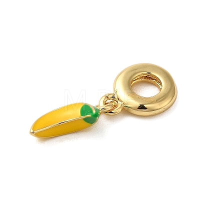 Rack Plating Brass Yellow Enamel Fruit European Dangle Charms KK-P279-36G-1