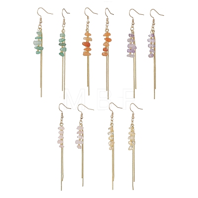 Natural Mixed Stone Chip Dangle Earrings EJEW-JE06712-1