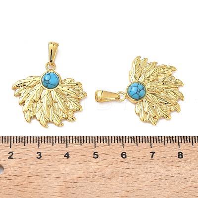 304 Stainless Steel with Synthetic Turquoise Pendants STAS-L309-21H-G-1