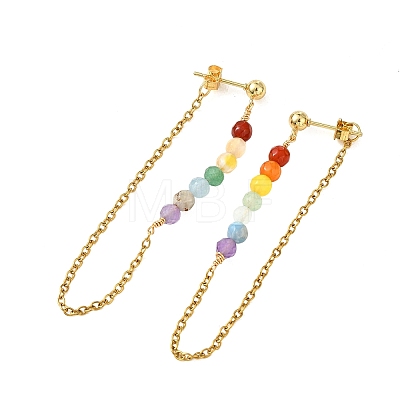 Natural Gemstone Stud Earrings EJEW-JE07286-1