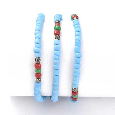 Three Loops Stretch Wrap Bracelets BJEW-JB05018-02-1