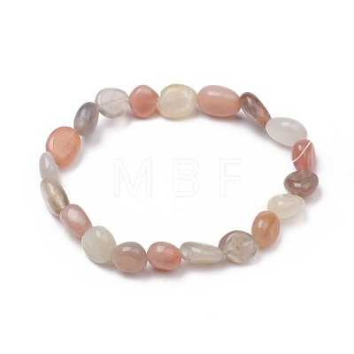 Natural Multi-Moonstone Stretch Beaded Bracelets X-BJEW-K213-C14-1