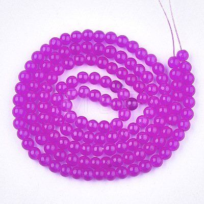 Baking Painted Imitation Jade Glass Round Bead Strands X-DGLA-Q021-6mm-04-1