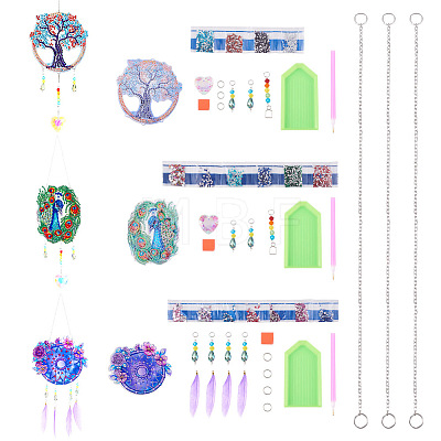 3 Sets 3 Style DIY Diamond Painting Wind Chime Kits DIY-BY0001-24-1