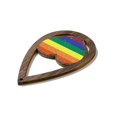 Rainbow/Pride Flag Theme Single Face Printed Aspen Wood Big Pendants WOOD-G014-02B-1