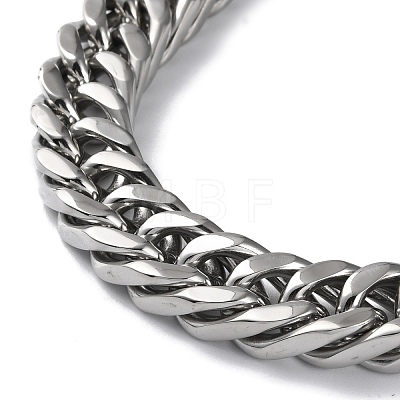 304 Stainless Steel Cuban Link Chain Necklaces with Skull Clasps NJEW-P288-23P-1
