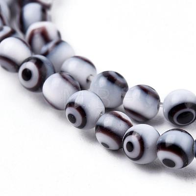 Handmade Evil Eye Lampwork Round Bead Strands LAMP-L055-4mm-09-1