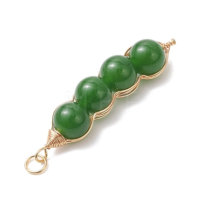 2Pcs 2 Styles Natural Dyed Taiwan Jade Copper Wire Wrapped Pendants PALLOY-JF05057-1