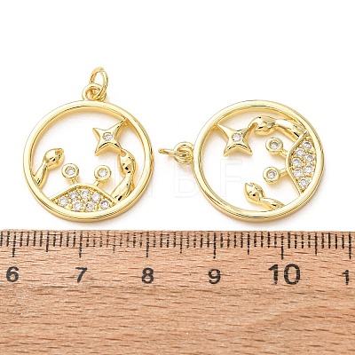 Brass Micro Pave Clear Cubic Zirconia Pendants CU-E003-18G-23-1