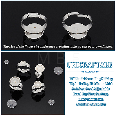 Unicraftale DIY Blank Dome Ring Making Kit FIND-UN0002-41-1