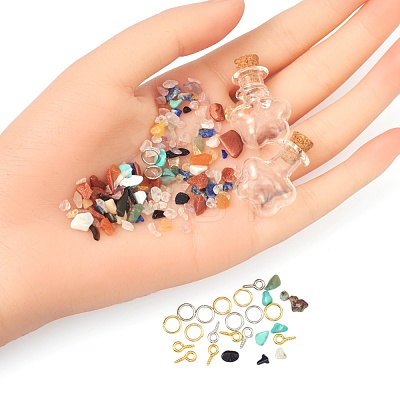 Gemstone Chip Beads Wish Bottle DIY Making Kits DIY-FS0002-08-1