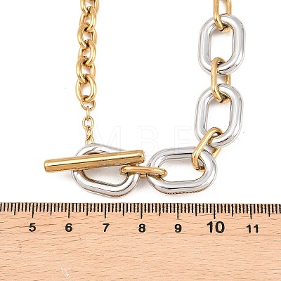 Two Tone 304 Stainless Steel Oval Link Cable Chain OT Necklaces for Women NJEW-T020-03A-GP-1