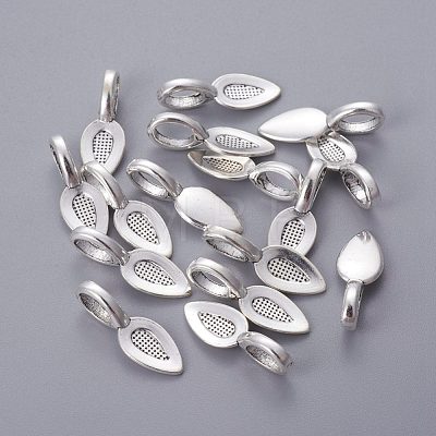 Tibetan Style Alloy Glun-on Flat Pad Bails for Pendants Making X-TIBEP-3348-AS-RS-1