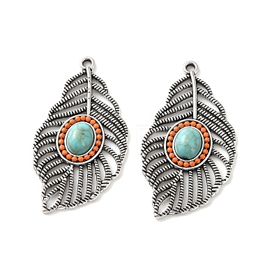 Bohemia Tibetan Style Alloy & Enamel & Synthetic Turquoise Pendants FIND-T074-11AS-1