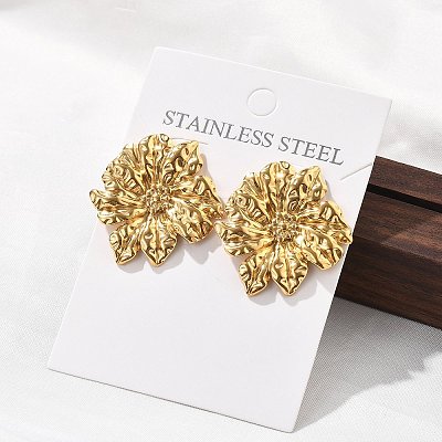 304 Stainless Steel Studs Earrings for Women EJEW-K306-29G-1