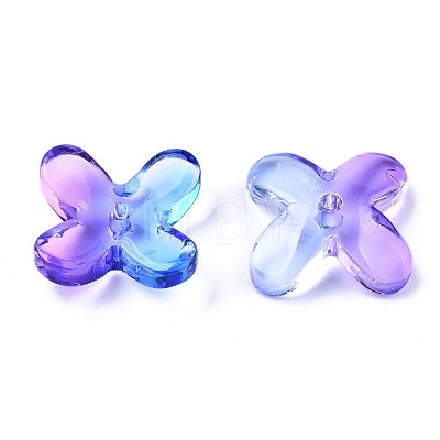 Transparent Spray Painted Glass Beads X-GLAA-N035-012-C02-1