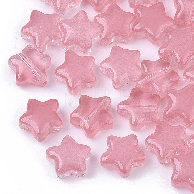 Transparent Spray Painted Glass Beads X1-GLAA-N035-01-A03-1