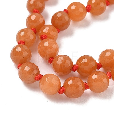 8mm Faceted Round Natural Red Aventurine Beaded Necklaces NJEW-F327-01A-04-1