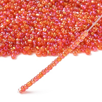Round Transparent Colors Rainbow Glass Seed Beads X-SEED-A007-2mm-165-1