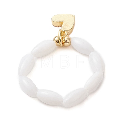 Natural Shell with Brass Enamel Pendant Finger Rings for Couples RJEW-TA00230-1
