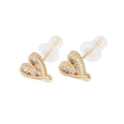 Brass Clear Cubic Zirconia Stud Earring Findings EJEW-A155-03C-G-1