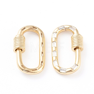 Brass Micro Pave Cubic Zirconia Screw Carabiner Lock Charms ZIRC-L093-58A-G-1
