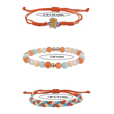 Waxed Polyester String Braided Cord Bracelets Set BJEW-SW00032-04-1