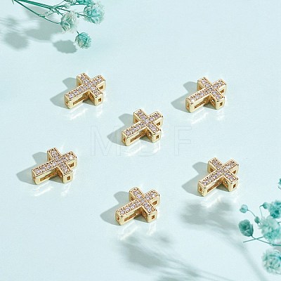 10Pcs Brass Micro Pave Clear Cubic Zirconia Beads FIND-SZ0005-97-1