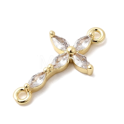 Brass Pave Clear Cubic Zirconia Connector Charms KK-H529-39C-G-1