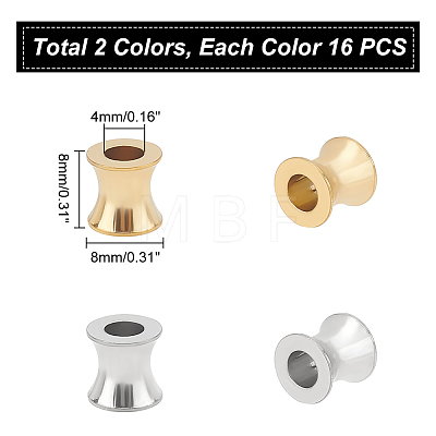 Unicraftale 32Pcs 2 Colors 304 Stainless Steel European Beads STAS-UN0039-77-1