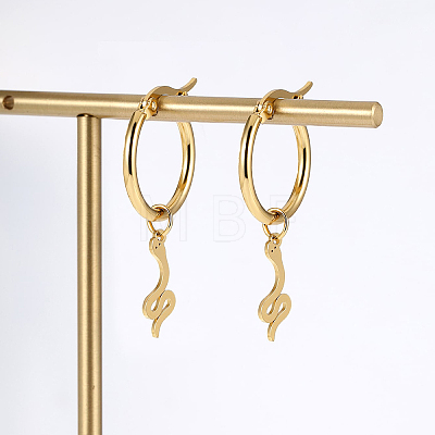 Fashionable Retro Casual Snake 201 Stainless Steel Hoop Earrings AH0980-1
