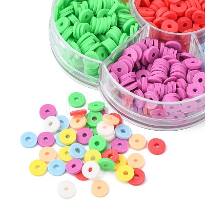 1302Pcs 7 Colors Flat Round Handmade Polymer Clay Beads CLAY-CJ0001-72-1