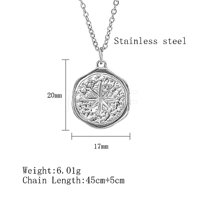 Non-Tarnish Star Stainless Steel Pendant Necklace with Cable Chains UG2182-2-1