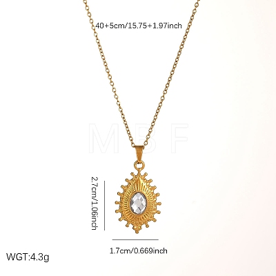 304 Stainless Steel Crystal Rhinestone Textured Geometric Pendant Necklaces for Women WG1D719-06-1