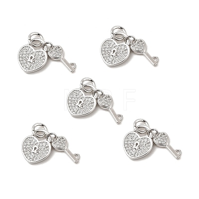 Brass Micro Pave Clear Cubic Zirconia Charms KK-E068-VB177-1