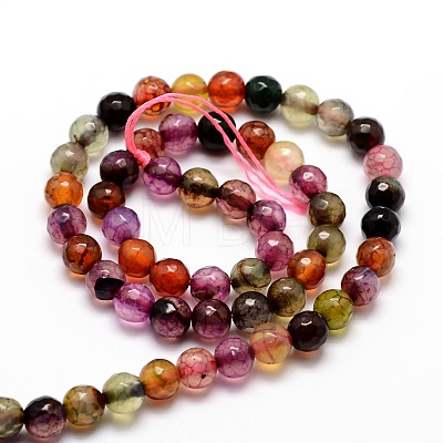 Faceted Natural Agate Round Beads Strands G-E319A-6mm-08-1