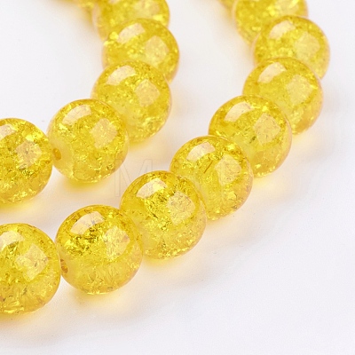 1Strand Gold Transparent Crackle Glass Round Beads Strands X-CCG-Q001-10mm-10-1