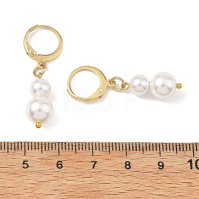 Shell Pearl Leverback Dangle Earrings EJEW-JE07290-1